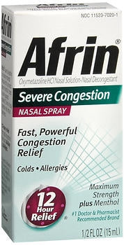 Bayer  04110081117 Sinus Relief Afrin Severe Congestion 0.05% Strength Nasal Spray 15 mL