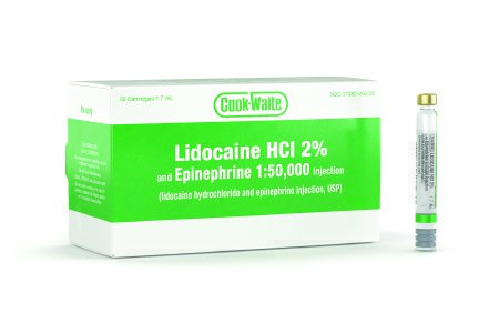 Septodont  99169 Lidocaine HCl / Epinephrine 2% - 1:50,000 Injection Dental Cartridge 1.7 mL