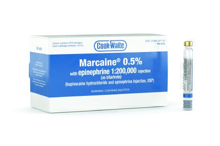 Septodont  99184 Marcaine with Epinephrine Bupivacaine HCl, Preservative Free 0.5% - 1:200,000 Injection Dental Cartridge 1.8 mL
