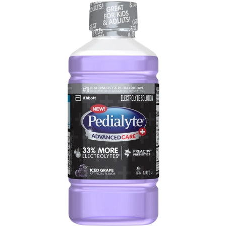 Abbott Nutrition 66855 Oral Electrolyte Solution Pedialyte AdvancedCare Plus Iced Grape Flavor 33.8 oz. Electrolyte