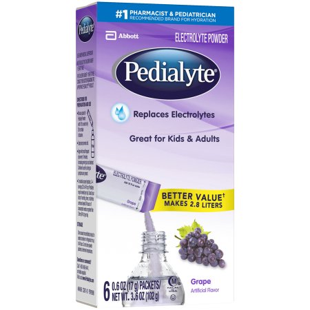 Abbott Nutrition 64598 Oral Electrolyte Solution Pedialyte Powder Packs Grape Flavor 0.6 oz. Electrolyte