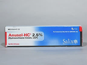 Bausch & Lomb  65649040130 Anusol-HC Hydrocortisone Acetate 2.5% Cream Tube 30 Gram