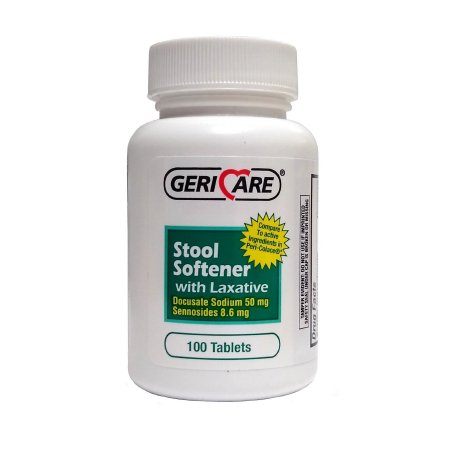 Geri-Care  57896030401 Laxative / Stool Softener Tablet 100 per Bottle 50 mg - 8.6 mg Strength Docusate Sodium / Sennosides