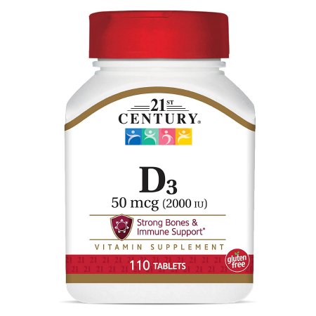21st Century Nutritional Products  74098527111 Vitamin Supplement 21st Century Vitamin D 2000 IU Strength Tablet 110 per Bottle
