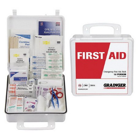 Grainger  39N787 First Aid Kit 10 Person Plastic Case