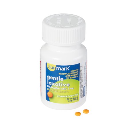 McKesson Brand 49348003210 Laxative sunmark Tablet 100 per Bottle 5 mg Strength Bisacodyl USP