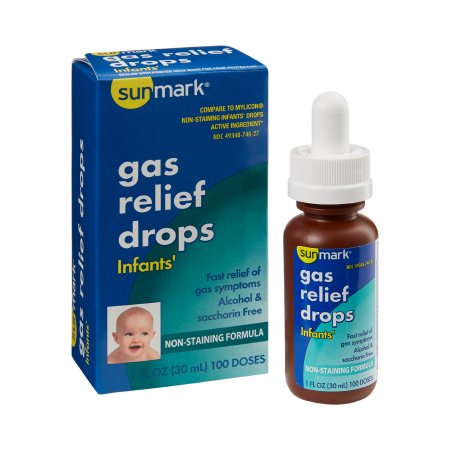 McKesson Brand 49348074027 Infant Gas Relief sunmark 20 mg / 0.3 mL Strength Oral Drops 1 oz.