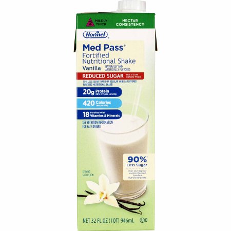 Hormel Food Sales 22649 Oral Supplement Med Pass Reduced Sugar Vanilla Flavor Liquid 32 oz. Carton