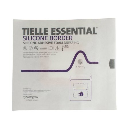 3M Systagenix/KCI  TLESB1010U Foam Dressing TIELLE ESSENTIAL 4 X 4 Inch With Border Without Film Backing Silicone Face and Border Square Sterile