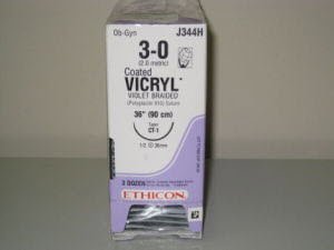 J & J Healthcare Systems  J344H Absorbable Suture with Needle Coated Vicryl Polyglactin 910 CT-1 1/2 Circle Taper Point Needle Size 3 - 0 Braided