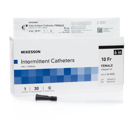 McKesson Brand 16-F610 Urethral Catheter McKesson Straight Tip Uncoated PVC 10 Fr. 6 Inch