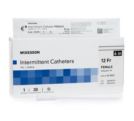 McKesson Brand 16-F612 Urethral Catheter McKesson Straight Tip Uncoated PVC 12 Fr. 6 Inch