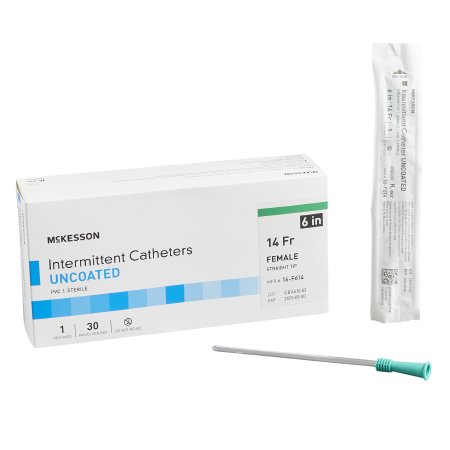 McKesson Brand 16-F614 Urethral Catheter McKesson Straight Tip Uncoated PVC 14 Fr. 6 Inch