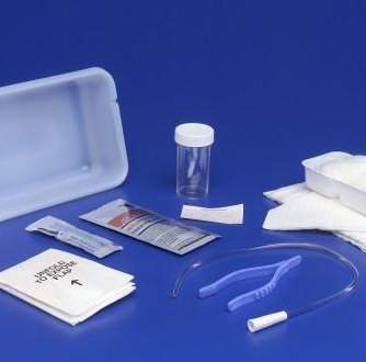 Cardinal  3217 Intermittent Catheter Tray Curity Open System / Urethral 14 Fr. Without Balloon Red Rubber
