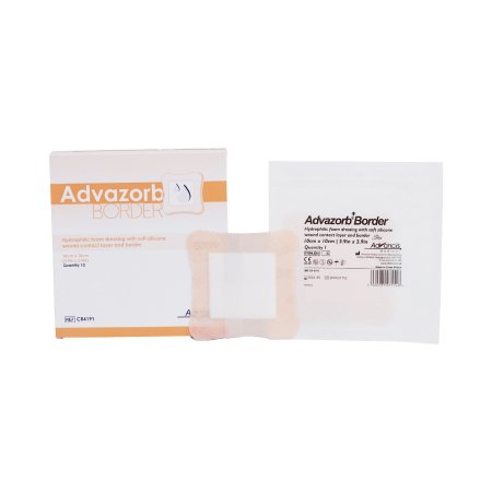 Mediusa  CR4191 Foam Dressing Advazorb Border 4 X 4 Inch With Border Waterproof Backing Silicone Face and Border Square Sterile