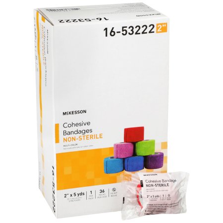 McKesson Brand 16-53222 Cohesive Bandage McKesson 2 Inch X 5 Yard Self-Adherent Closure Purple / Pink / Green / Light Blue / Royal Blue / Red NonSterile Standard Compression