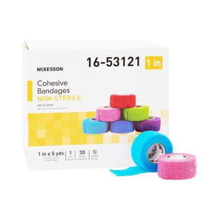 McKesson Brand 16-53121 Cohesive Bandage McKesson 1 Inch X 5 Yard Self-Adherent Closure Purple / Pink / Green / Light Blue / Royal Blue / Red NonSterile Standard Compression