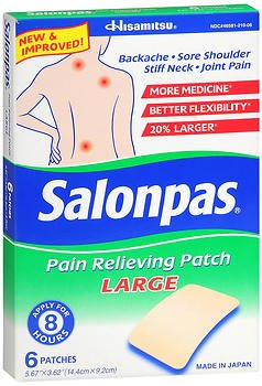 Emerson Healthcare  46581021006 Topical Pain Relief Salonpas 3.1% - 6% - 10% Strength Camphor / Menthol / Methyl Salicylate Patch 6 per Box