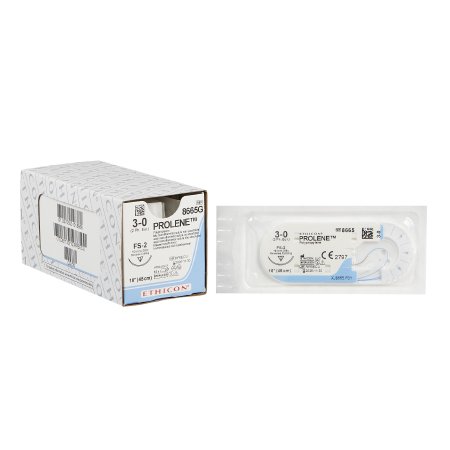 McKesson Brand S8665G Nonabsorbable Suture with Needle McKesson Polypropylene C-13 3/8 Circle Reverse Cutting Needle Size 3 - 0 Monofilament