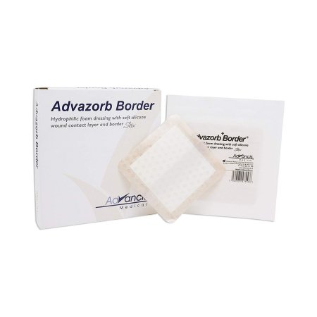 Mediusa  CR4193 Foam Dressing Advazorb Border 6 X 6 Inch With Border Waterproof Backing Silicone Face and Border Square Sterile