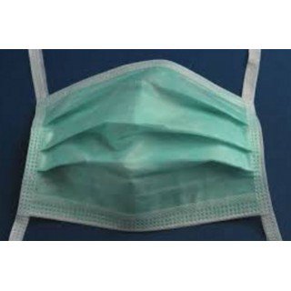 Cardinal AT73835 Surgical Mask Cardinal Health Anti-fog Adhesive Pleated Tie Closure One Size Fits Most Green NonSterile ASTM Level 1 Adult