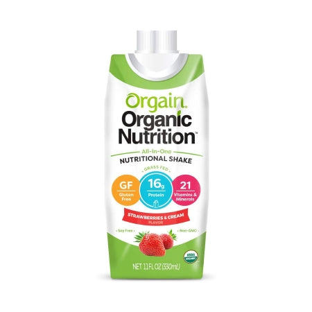 Orgain Inc 851770003087 Oral Supplement Orgain Organic Nutritional Shake Strawberries and Cream Flavor Liquid 11 oz. Carton