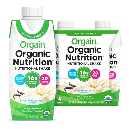 Orgain Inc 860547000006 Oral Supplement Orgain Organic Nutritional Shake Sweet Vanilla Bean Flavor Liquid 11 oz. Carton