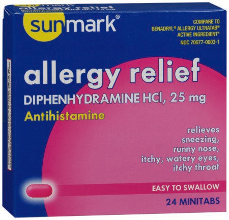 McKesson Brand 70677000301 Allergy Relief sunmark 25 mg Strength Minitab 24 per Box