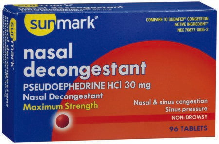 McKesson Brand 70677000503 Sinus Relief sunmark 30 mg Strength Tablet 96 per Box