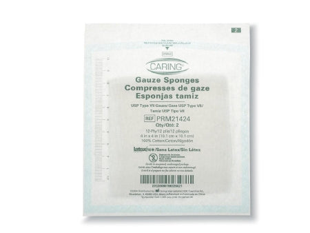 Medline  PRM21424 Gauze Sponge Caring 4 X 4 Inch 2 per Pack Sterile 12-Ply Square