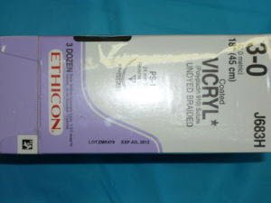 J & J Healthcare Systems  J683H Absorbable Suture with Needle Coated Vicryl Polyglactin 910 PS-1 3/8 Circle Reverse Cutting Needle Size 3 - 0 Braided