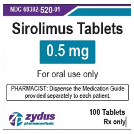 Zydus Pharmaceuticals  68382052001 Sirolimus 0.5 mg Tablet Bottle 100 Tablets