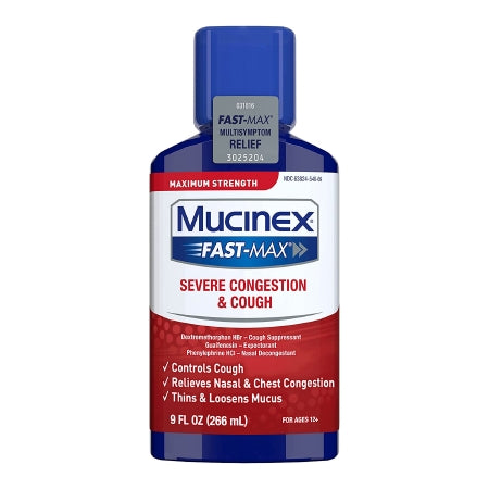 Reckitt Benckiser  63824001466 Cold and Cough Relief Mucinex Fast-Max 20 mg - 400 mg - 10 mg / 5 mL Strength Liquid 6 oz.