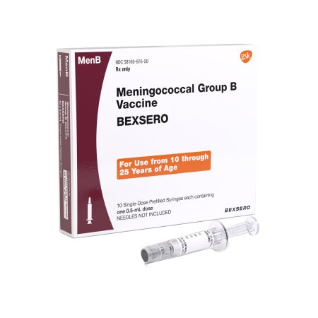 Glaxo Smith Kline  58160097620 Bexsero Meningitis Vaccine Indicated for People 10 Through 25 Years of Age Meningococcal Group B Vaccine 50 mcg - 50 mcg / 0.5 mL Injection Prefilled Syringe 0.5 mL