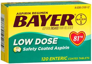 Bayer  00280210012 Pain Relief Bayer 81 mg Strength Aspirin Tablet 120 per Box