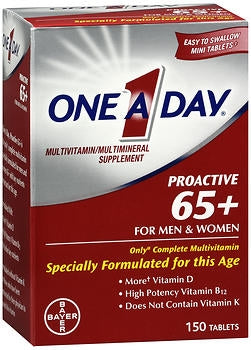 Bayer  01650056164 Multivitamin Supplement One-A-Day Proactive Vitamin A / Vitamin D / Ascorbic Acid 2500 IU - 90 mg - 1200IU Tablet 150 per Box