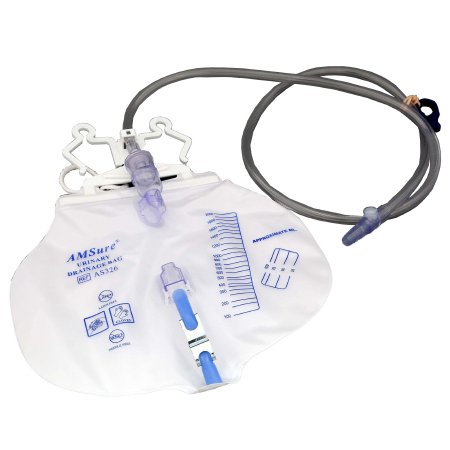 Amsino International  AS326 Urinary Drain Bag AMSure Anti-Reflux Valve Sterile Fluid Path 2000 mL Vinyl