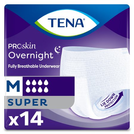 Essity HMS North America Inc 72235 Unisex Adult Absorbent Underwear TENA ProSkin Overnight Super Pull On with Tear Away Seams Medium Disposable Heavy Absorbency