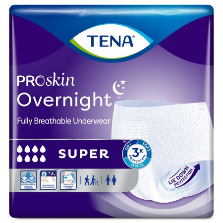 Essity HMS North America Inc 72325 Unisex Adult Absorbent Underwear TENA ProSkin Overnight Super Protective Pull On with Tear Away Seams Large Disposable Heavy Absorbency