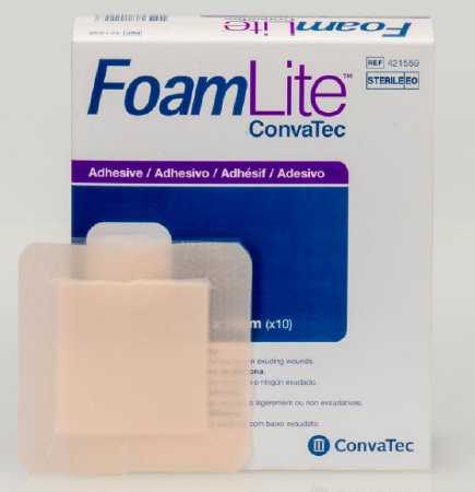 ConvaTec  421559 Thin Foam Dressing FoamLite 4 X 4 Inch With Border Film Backing Silicone Adhesive Square Sterile