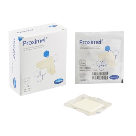 Hartmann  14100000 Foam Dressing Proximel 3 X 3 Inch With Border Waterproof Film Backing Silicone Adhesive Square Sterile