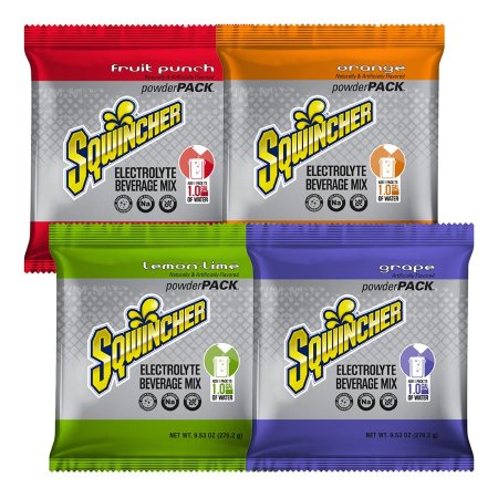 Kent Precision Foods 159016007 Oral Electrolyte Solution Sqwincher Powder Pack Orange / Fruit Punch / Grape / Lemon-Lime Flavor 9.53 oz. Electrolyte