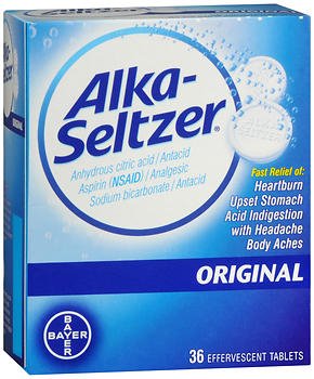 Bayer  00280400003 Antacid Alka-Seltzer 1000 mg - 325 mg - 1916 mg Strength Effervescent Tablet 36 per Bottle