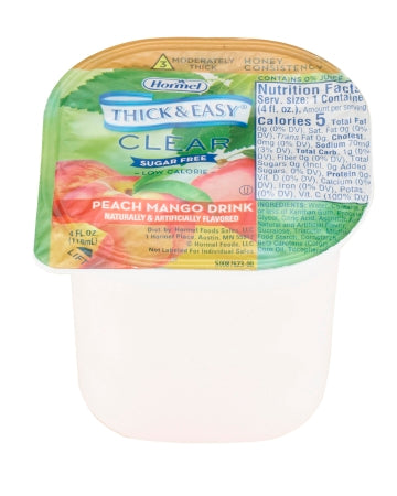 Hormel Food Sales 78769 Thickened Beverage Thick & Easy Sugar Free 4 oz. Portion Cup Peach Mango Flavor Liquid IDDSI Level 3 Moderately Thick/Liquidized