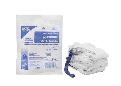 Dukal  KP-7012 Surgical Laparotomy Sponge X-Ray Detectable Cotton 12 X 12 Inch 5 Count Pack NonSterile