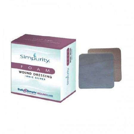 Safe N Simple  SNS72502 Silver Foam Dressing Simpurity 2 X 2 Inch Square Sterile