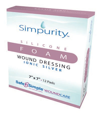 Safe N Simple  SNS7447 Silver Foam Dressing Simpurity 7 X 7 Inch Square Sterile