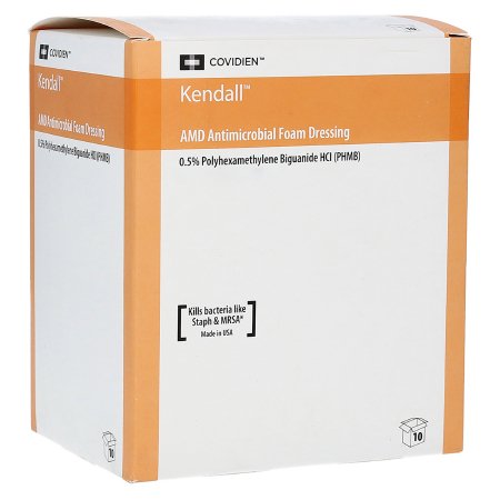 Cardinal  55566BAMDG Antibacterial Foam Dressing Kendall AMD Foam 5-1/2 X 5-1/2 Inch Sterile