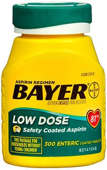 Bayer  00280210030 Pain Relief Bayer 81 mg Strength Aspirin Tablet 300 per Bottle