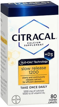 Bayer  01650054099 Joint Health Supplement Citracal Calcium / Vitamin D 1200 mg - 1000 IU Strength Tablet 80 per Box